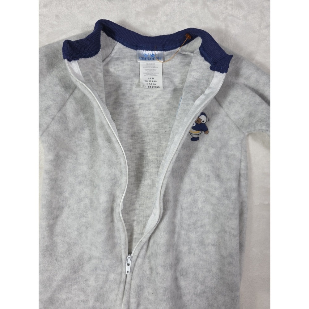 Vintage Y2K Carter's Baby Fleece Sleeper Footed Pajamas Football 6M NWT - Picture 6 of 7